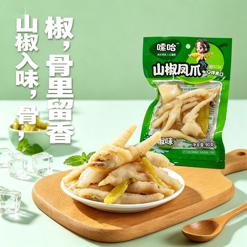 嗦哈重庆山椒凤爪90g大包泡凤爪网红野泡椒凤爪解馋休闲零食小吃