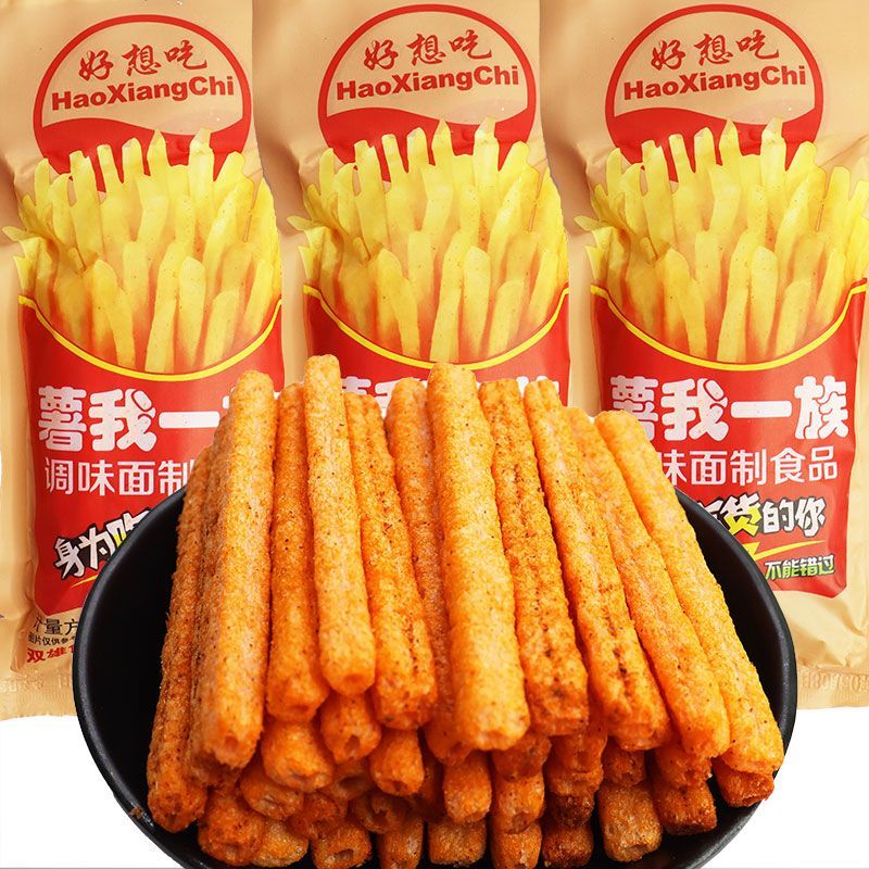 好想吃薯我一族薯条状麻辣条辣棒8090后童年怀旧休闲香脆小零食品