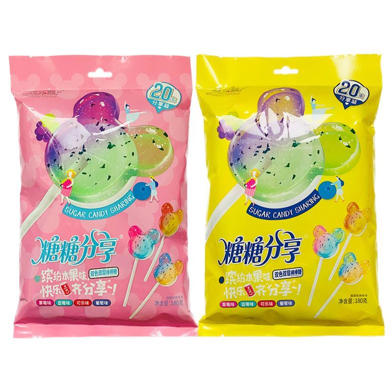 欢乐猴糖糖分享棒棒糖水果味双层儿童糖果情侣网红00后休闲零食品
