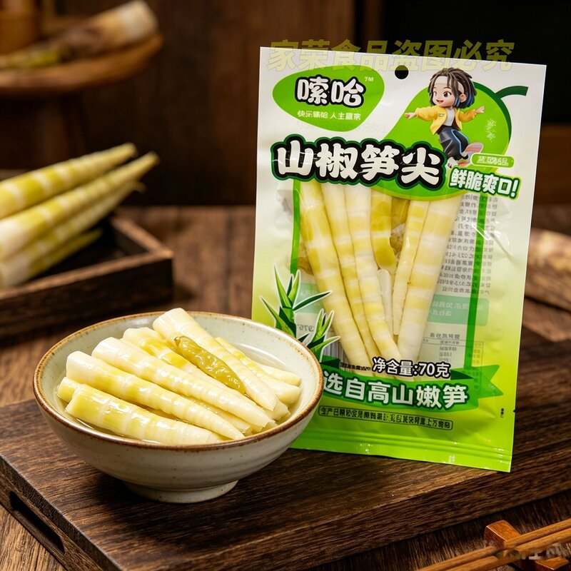 嗦哈山椒笋尖泡椒笋片70g小包装散装小零食即食袋装笋丝小吃