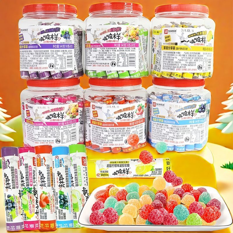 啵啵样酸Q糖果汁味软糖橡皮糖儿童年水果糖多味休闲零食整箱混装