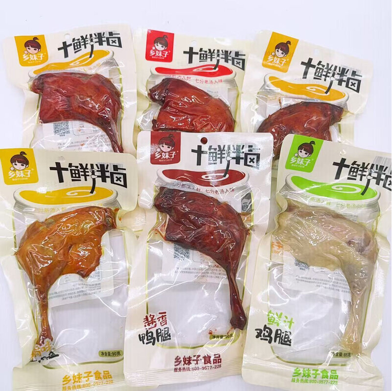 乡妹子鸡腿十鲜拌卤食用鸡肉类麻辣香辣味85克开袋即食卤味大鸡腿