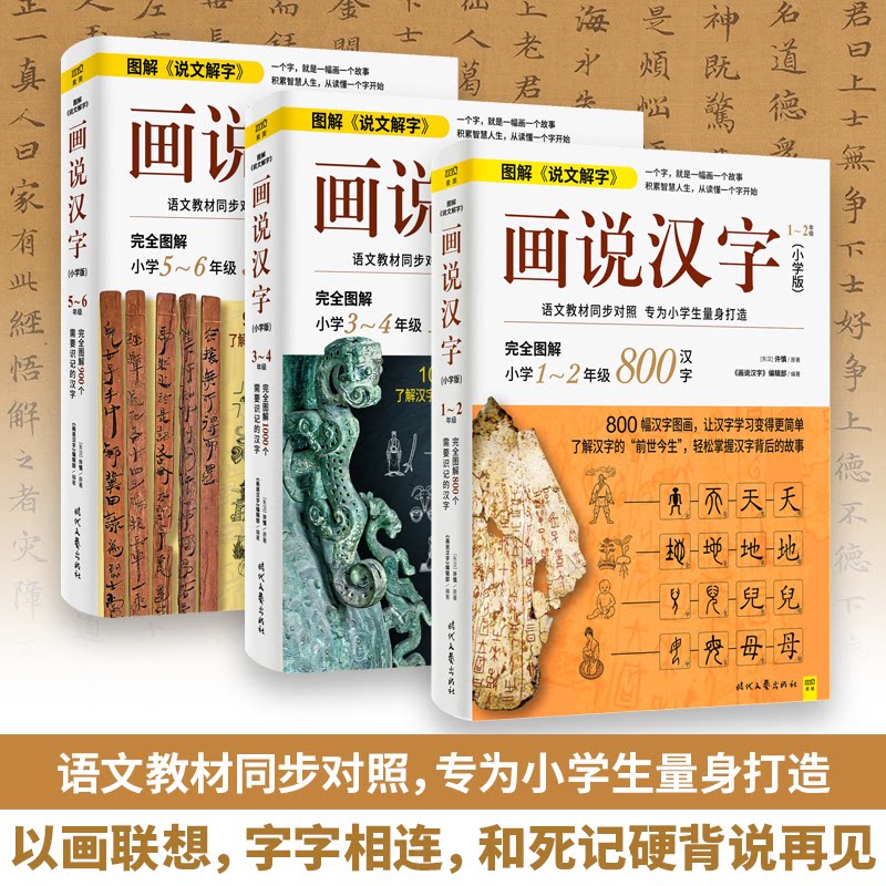 正版包邮 画说汉字 1-6年级(小学版)(全3册) [东汉]许慎 9787538761368 时代文艺出版社