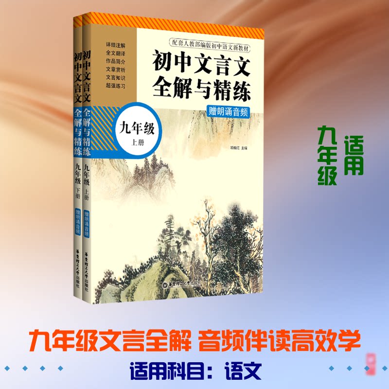 初中文言文全解与精练 9年级(全2册) 九年级文言文 全解精练 课文精讲 重点解析 中考考点 文言文翻译 习题练习 9787562864295