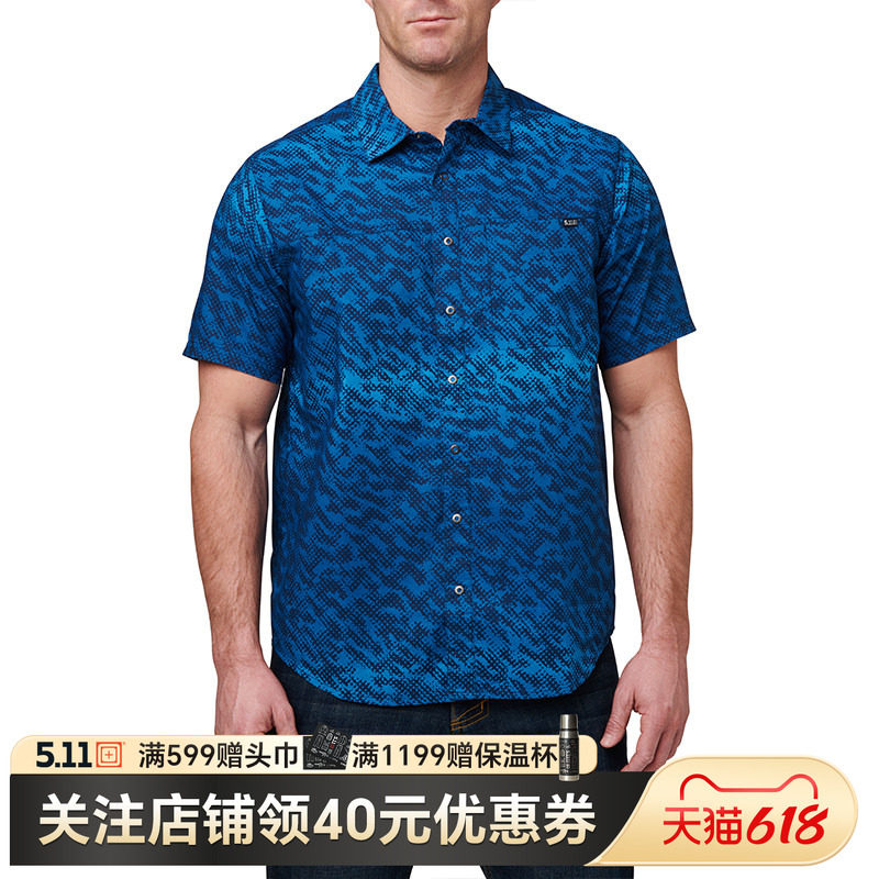 5.11【保卫者 71227】夏季男士短袖衬衫休闲透气 花纹款