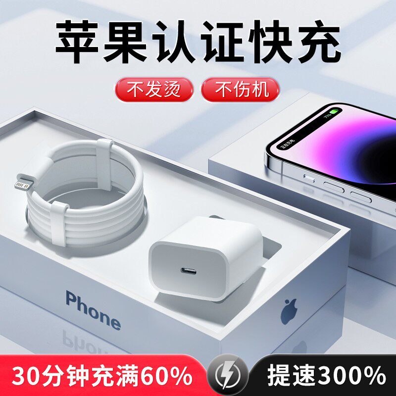 适用苹果14充电器头20WPD快充iphone13plus手机12promax数据线11充电8pm闪充ipad插头SE正品20瓦6s套装xr平板