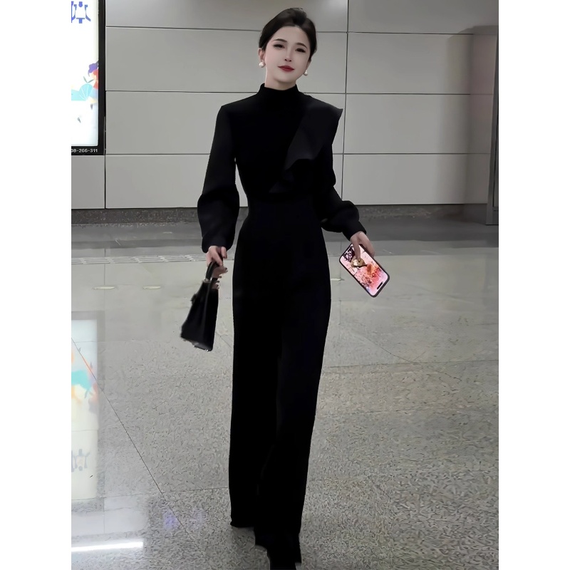 早秋穿搭一整套时尚高级感御姐气质女神范长袖T恤西装长裤两件套