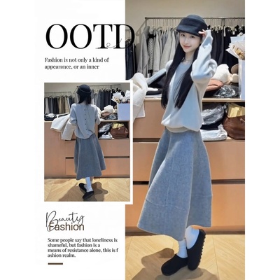 温柔气质后背纽扣针织开衫女