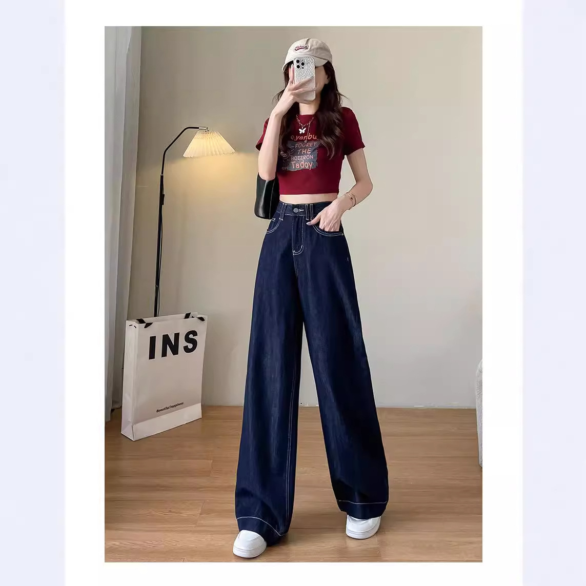 天丝阔腿牛仔裤女夏天薄款2024年新款显瘦垂感辣妹直筒冰丝裤子女
