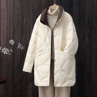 轻薄羽绒服女新款2025最新款上档次中长款小个子白鸭绒冬薄款外套