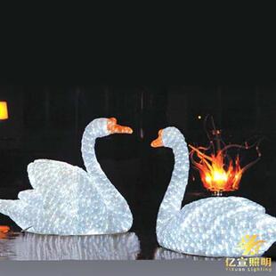 户外玻璃钢雕塑景观灯定制发光天鹅动物造型灯景区亮化落地摆件