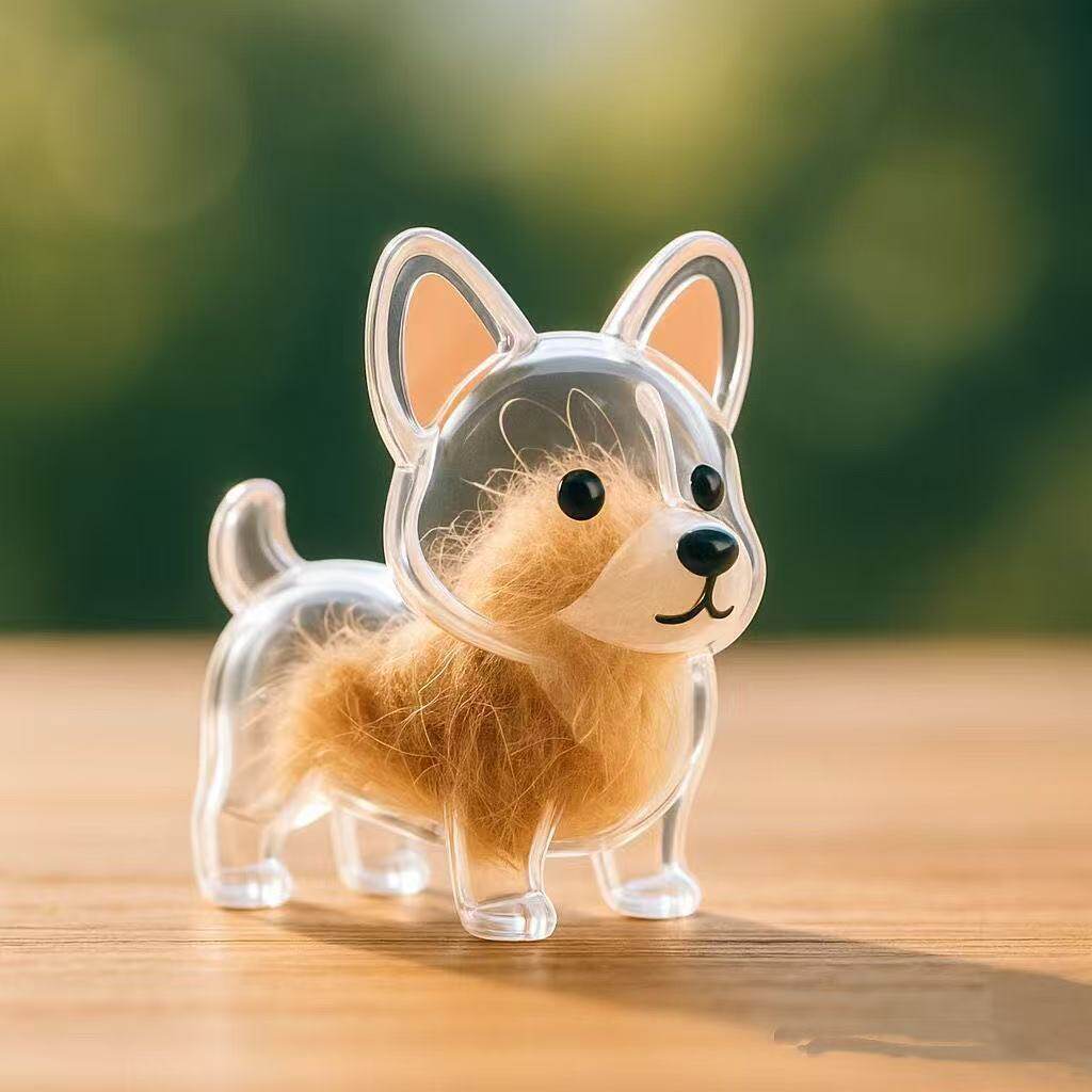 狗狗毛发收纳挂件透明猫毛收纳盒吊饰猫咪毛发存放纪念钥匙扣金环