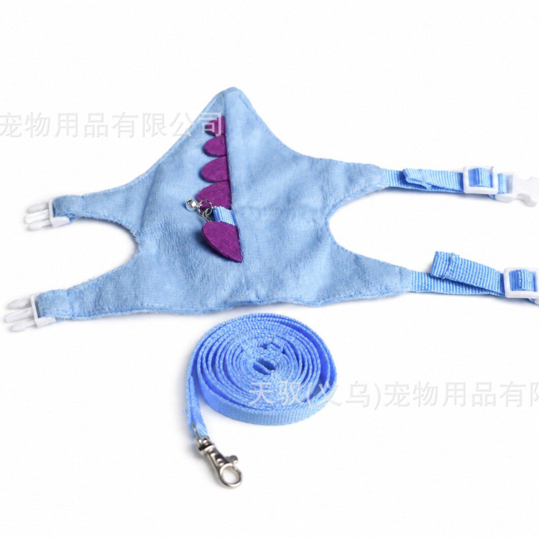 雪貂牵绳背心型可调宠物绳可爱的恐龙形状与铃为步行的老鼠牵引绳