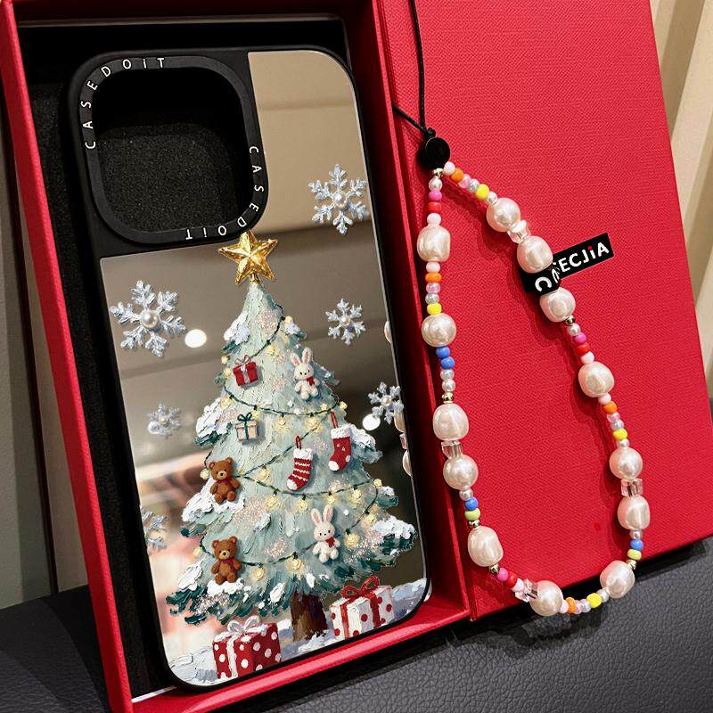MagSafe磁吸油画圣诞树小熊兔子适用iphone18手机壳17promax苹果16pro镜面15plus可爱13卡通13日韩Air