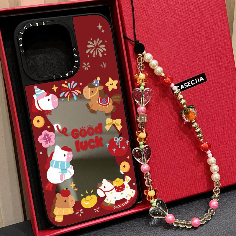 MagSafe磁吸红色环绕好运小马适用iphone17手机壳16promax苹果15pro镜面14plus新年13马年12卡通Air女