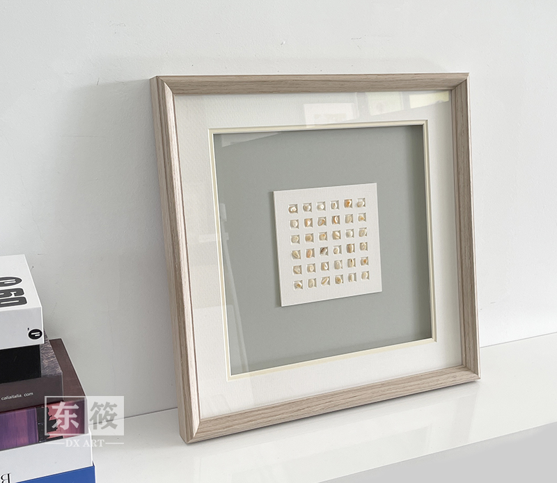 客厅餐厅装饰画法式挂画立体实物装置画珍珠贝壳手工壁画立体装裱图片
