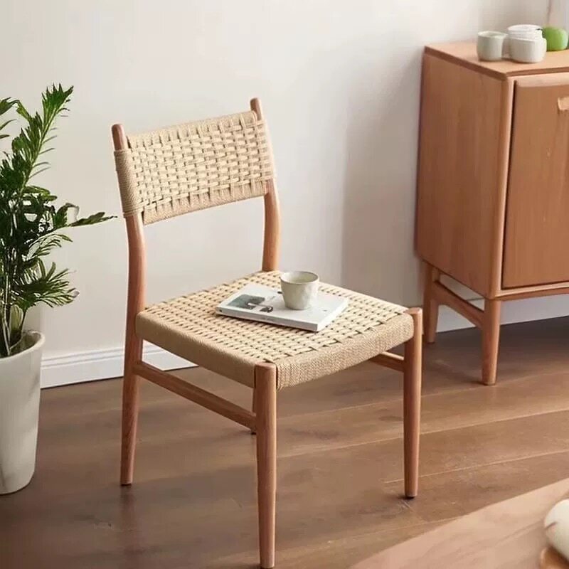 麦田椅中复古实木餐桌椅家用绳藤编靠背椅子设计师小户型极简凳子,住宅家具,餐椅,淘宝优惠券,粉丝福利购,淘宝优惠卷