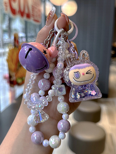 创意卡通拉布拉多流沙手机炼钥匙炼可爱和精致 胸罩漂流瓶书包挂