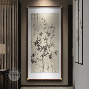 郑板桥竹子国画 画新中式覆古客厅装饰画 画竹报平安水墨挂画 画