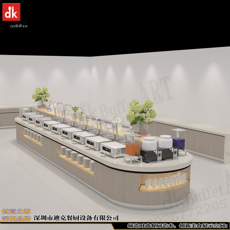 迪克岩板台面取餐台 酒店自助餐厅设计 学校职工食堂自助餐台改造