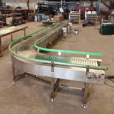 定制平顶链转弯机 酒箱包装线输送机 304.8宽不锈钢平顶链