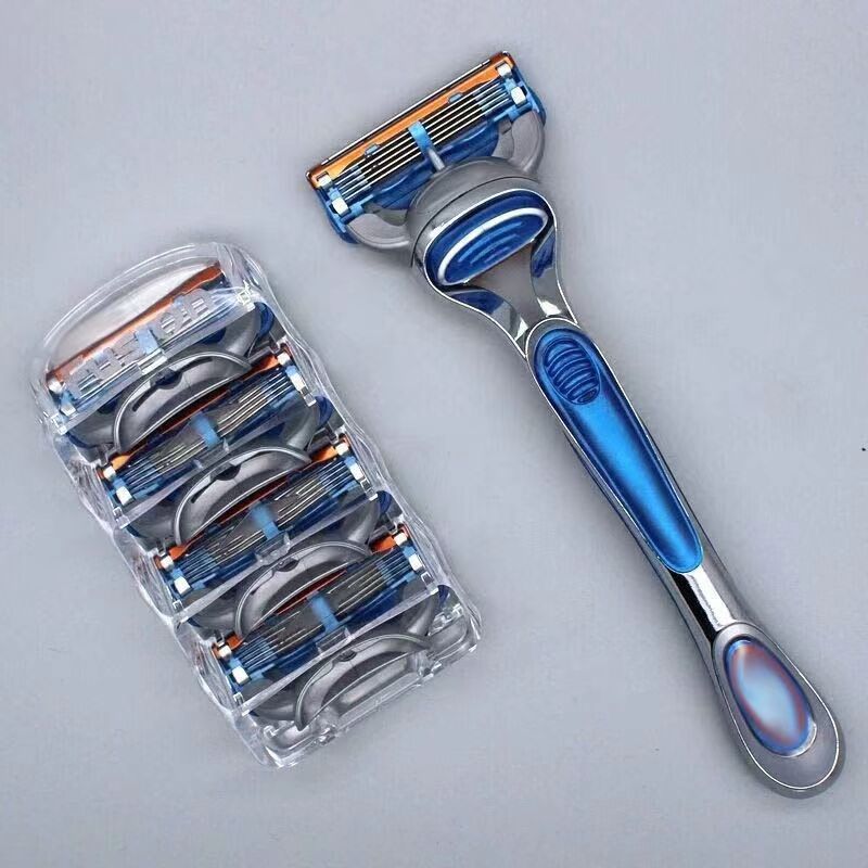 5-piece men's shaving kit, with double lubrication