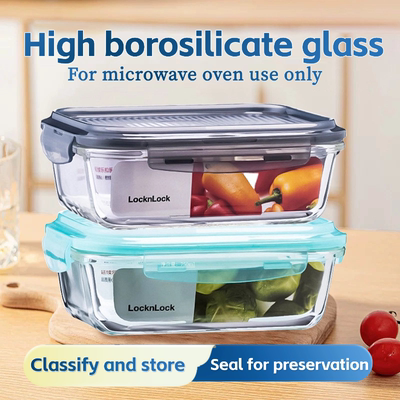 Covered glass food storage container, glass portable meal st