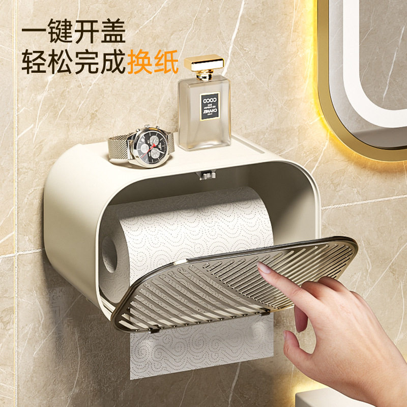 Toilet tissue box roll paper holder without punching holes