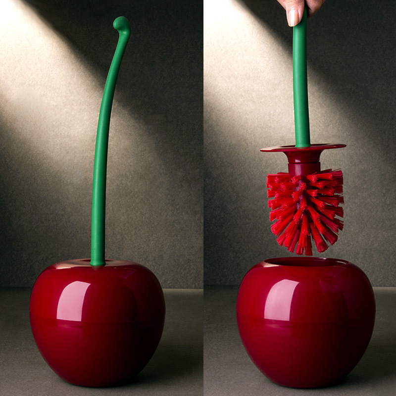 Creative Cherry Shape Toilet Brush Set Long Handle Replaceab