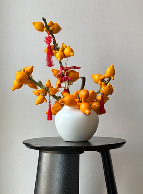 五代同堂果鲜切枝黄金乳茄水养风干两用年宵花福桶插花超长待机