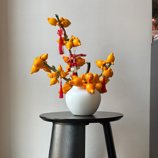 五代同堂果鲜切枝黄金乳茄水养风干两用年宵花福桶插花超长待机