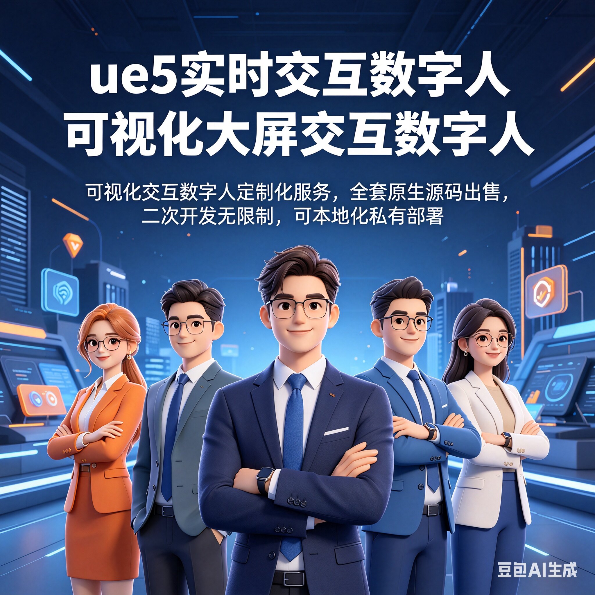 AI数字人定制2D/3D UE5虚幻引擎技术实时语音数字人交互数字孪生