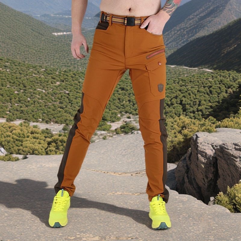 春秋款徒步登山裤男修身防水户外速干裤弹力透气R运动骑行长裤防