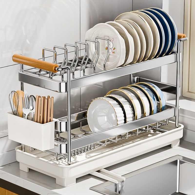 窄款碗盘沥水架304不锈钢厨房置物架双层沥水篮放碗筷碗碟收纳架,厨房/烹饪用具,碗架,淘宝优惠券,粉丝福利购,淘宝优惠卷