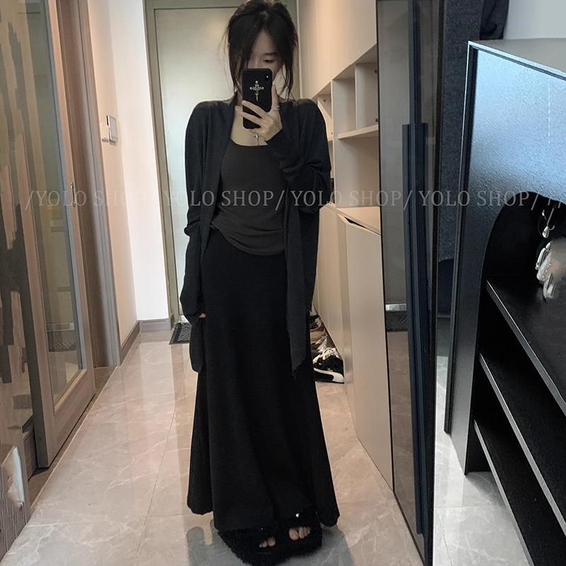 黑色磨毛垂感半身裙女春季气质高腰显瘦遮腿粗a字鱼尾裙包臀长裙,女装/女士精品,半身裙,淘宝优惠券,粉丝福利购,淘宝优惠卷