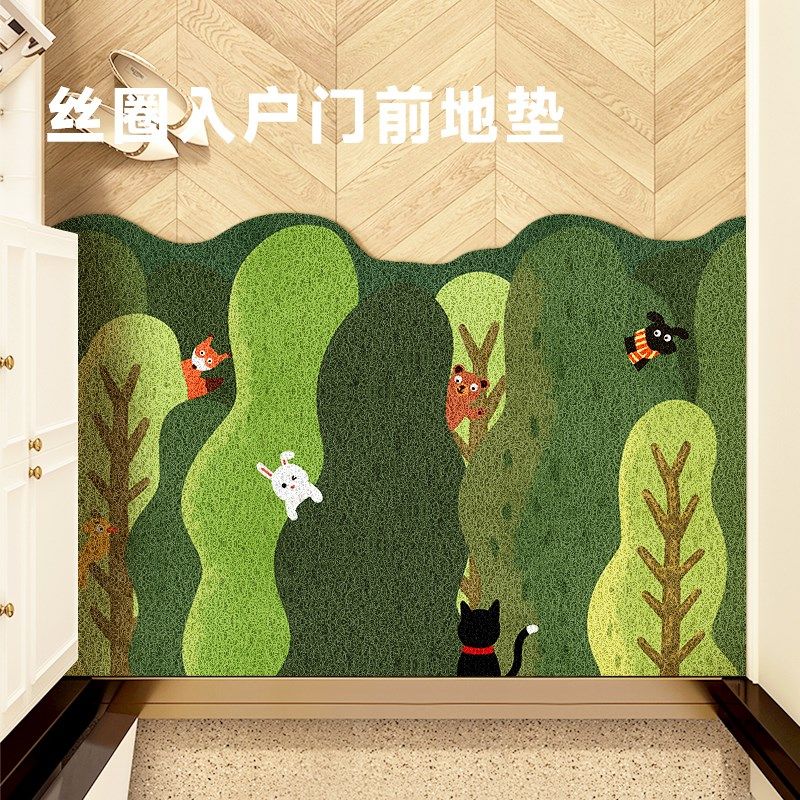 植物花卉入户前地垫进门丝圈防滑脚垫门口玄关垫子家用可裁剪地毯,居家布艺,入户地垫,淘宝优惠券,粉丝福利购,淘宝优惠卷