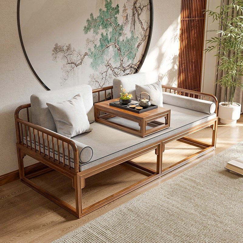 新中式罗汉床实木沙发伸缩床榻客厅沙发实木床现代简约小户型床榻,住宅家具,罗汉床,淘宝优惠券,粉丝福利购,淘宝优惠卷