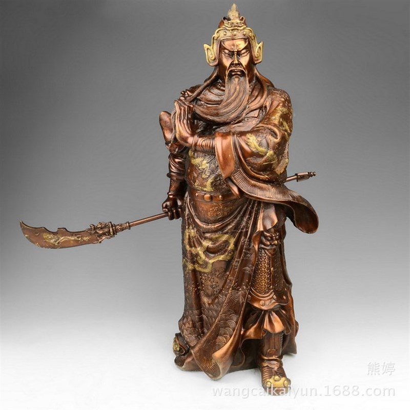 铜像铜关公铜像武财神摆件大号E关羽铜雕像家居办公室装饰品