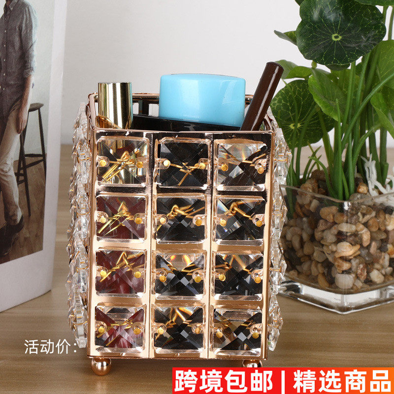 欧式水晶笔筒化妆刷收纳筒桌面梳妆台美甲店美妆眉笔刷桶