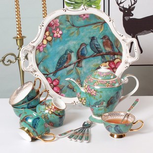 宫廷风骨瓷水具套装家用欧式奢华陶瓷咖啡杯客厅S杯子茶具茶杯水