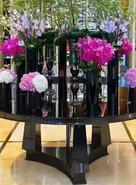 酒店大堂花台大厅大圆桌大理石z圆桌端景台售楼处摆台会所风水台