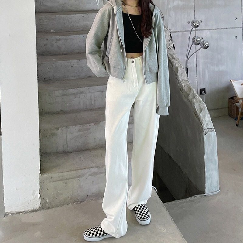 大码女裤秋季白色直筒牛仔v裤梨形身材胖mm宽松显瘦阔腿拖地长裤,女装/女士精品,大码裤装,淘宝优惠券,粉丝福利购,淘宝优惠卷