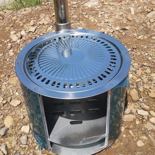 户外小柴炉露天柴火灶材火取暖炉旅行小柴火炉野炊T锅灶农村带直