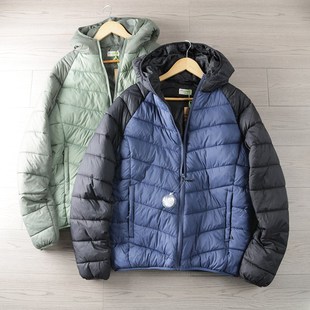 老美单!轻盈保暖k绵柔羽绒棉!冬季男士宽松连帽拼接棉衣外套棉服