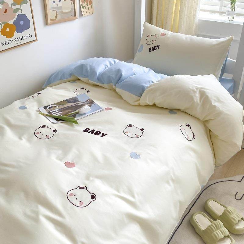 小清新100纯棉四件套全棉床单被套罩女学生宿舍三件套夏床上用品,床上用品,学生床品套件,淘宝优惠券,粉丝福利购,淘宝优惠卷