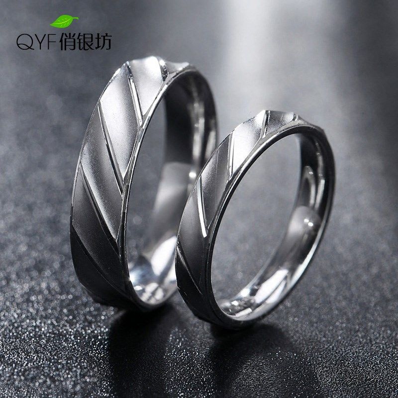 925银戒指  闭口男女简约个性礼物创意情侣对戒 U斜纹指环饰品刻,饰品/流行首饰/时尚饰品新,戒指/指环,淘宝优惠券,粉丝福利购,淘宝优惠卷