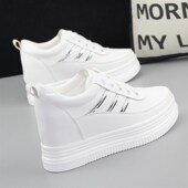 女2020新款 百搭厚底松糕鞋 显瘦坡跟休闲鞋 内增高8cm小白鞋 运动鞋