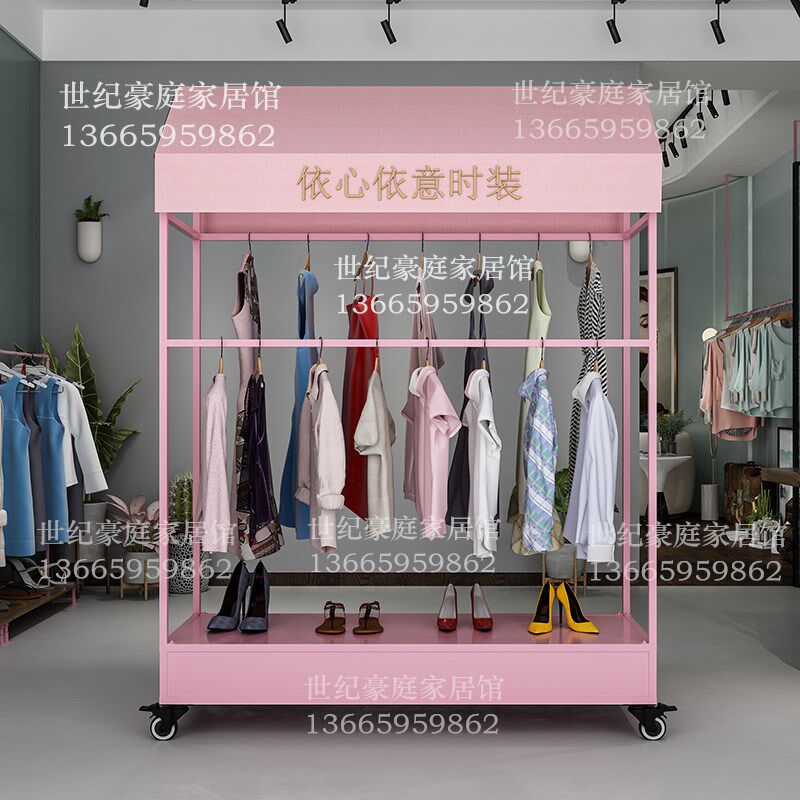 欧式铁艺夜市地摊车服装展示架摆摊车多功能移动摊位车鞋架服装架