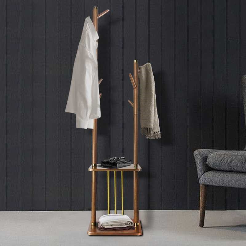 A12中式实木落地挂衣架 客厅置物挂包衣帽架 卧室沙发多功能衣服