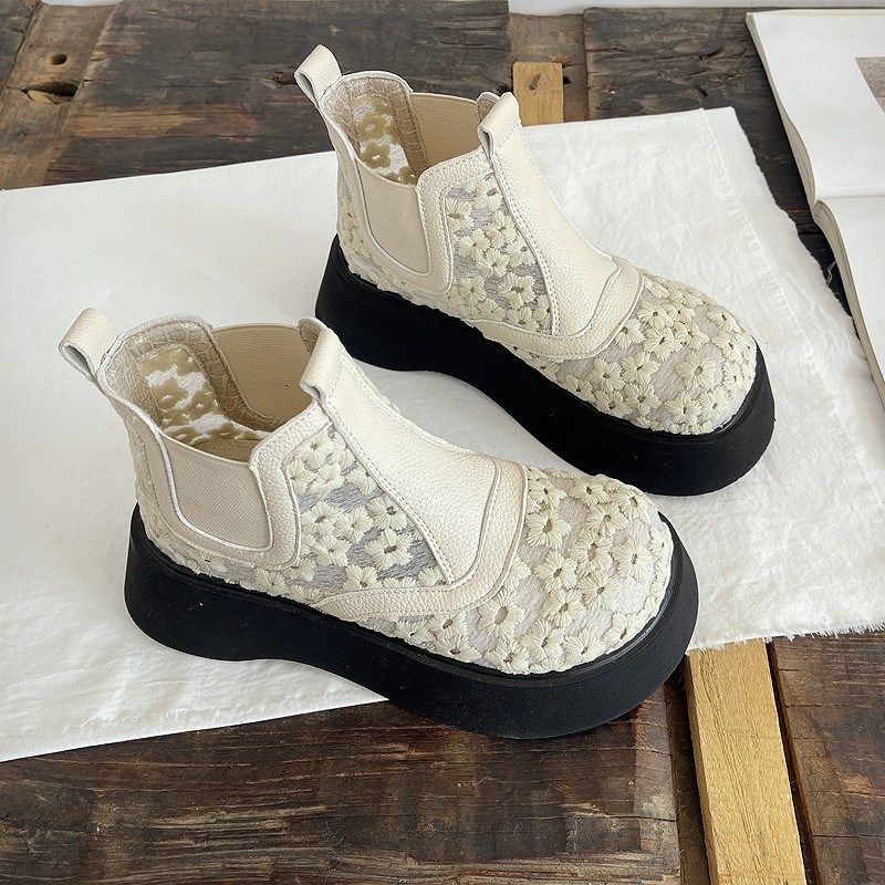 国风厚底汉服鞋中式蕾丝网面夏季凉鞋透H气厚底松糕高帮鞋文艺女,女鞋,汉服鞋,淘宝优惠券,粉丝福利购,淘宝优惠卷